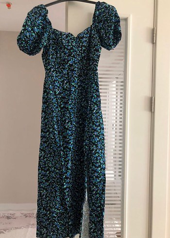 Mavi Çiçekli Elbise - Görsel 4