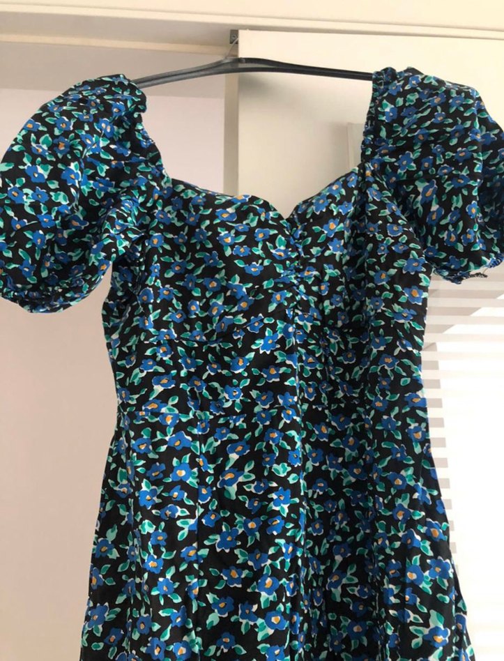 Mavi Çiçekli Elbise - Görsel 5