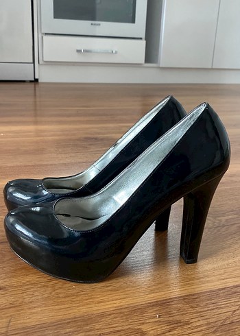 Siyah Parlak Platform Topuklu Kadın Stiletto - Görsel 3