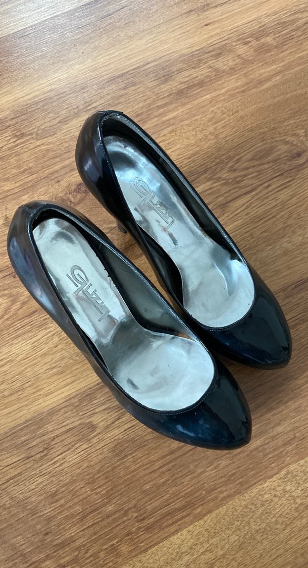 Siyah Parlak Platform Topuklu Kadın Stiletto - Görsel 2