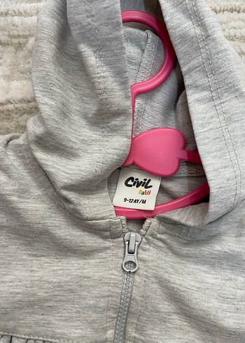 Kız Çocuk Kapüşonlu Gri Fermuarlı Yelek - Görsel 4