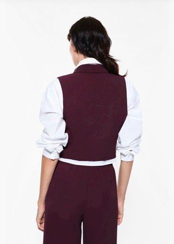 Düğmeli Mor Kadın Kumaş Pantolon - Görsel 3