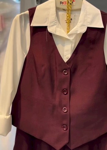 Düğmeli Mor Kadın Kumaş Pantolon - Görsel 2