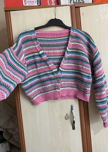 Koton Bohem Çok Renkli Kısa Örgü Hırka