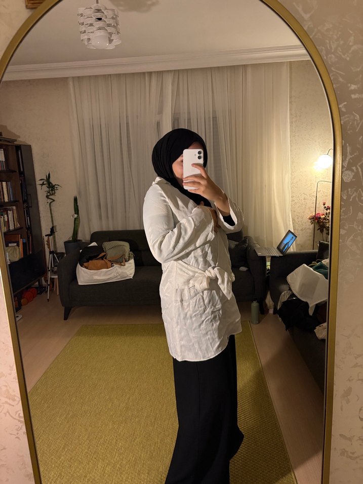 Beyaz Şeffaf Midi Kadın Blazer - Görsel 2