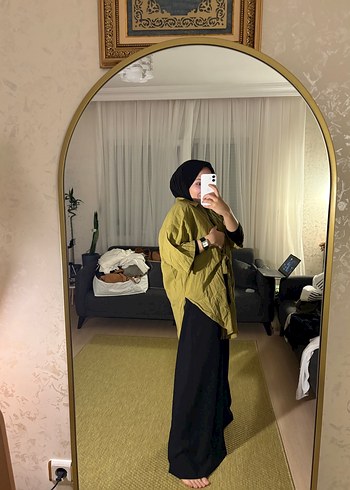 Kadın Haki Midi Keten Salaş Kimono - Görsel 4