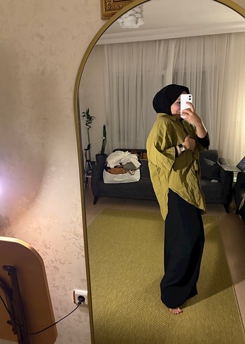 Kadın Haki Midi Keten Salaş Kimono - Görsel 2