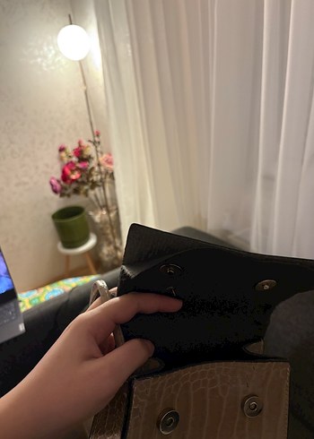 Bej Yılan Derisi Desenli Deri Kadın Çanta - Görsel 2