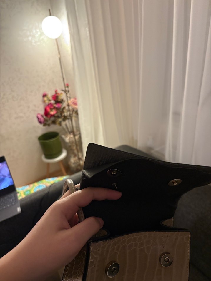 Bej Yılan Derisi Desenli Deri Kadın Çanta - Görsel 2