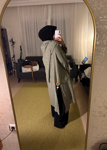 Gri Zebra Desenli Uzun Hamile Kap - Görsel 2