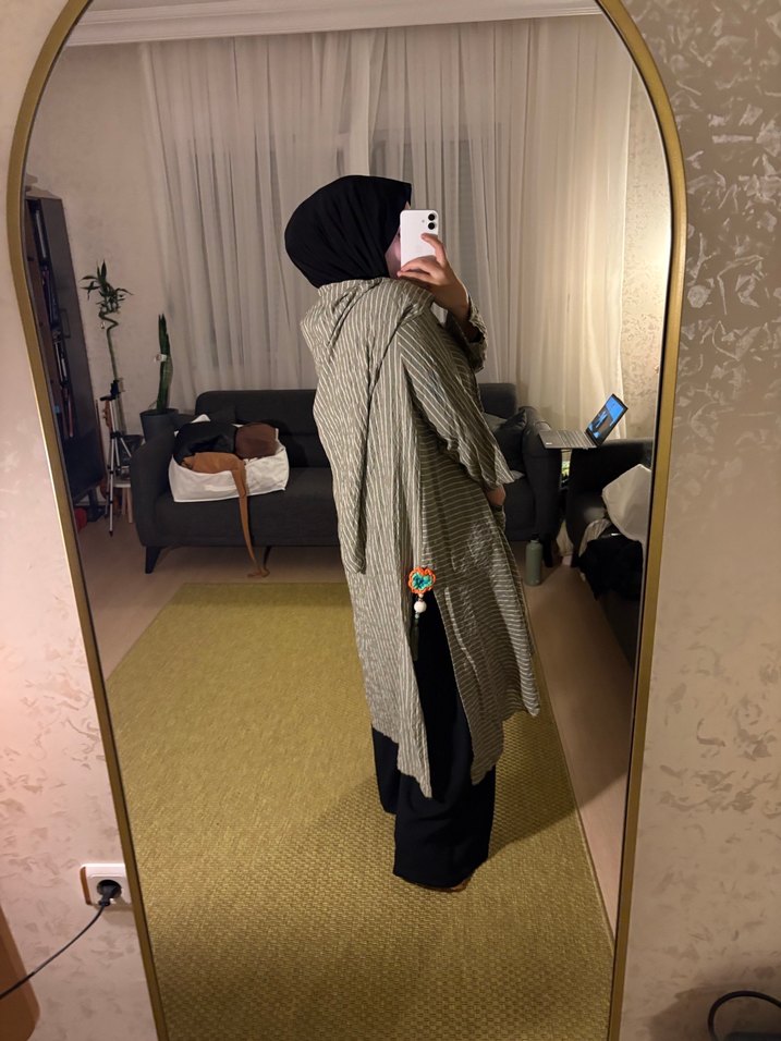 Gri Zebra Desenli Uzun Hamile Kap - Görsel 2