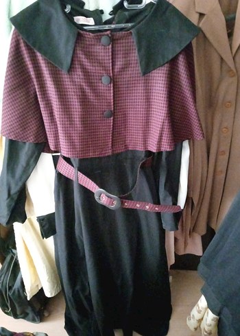 Zara Bordo Kuşaklı Gotik Vintage Uzun Elbise