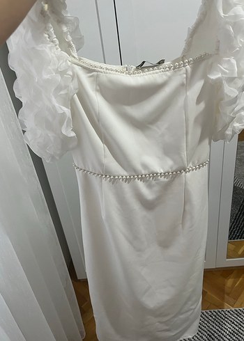 Beyaz Midi nikah elbisesi