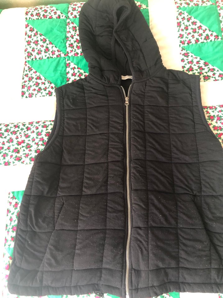 Siyah Kapüşonlu Fermuarlı Kadın Yelek - Görsel 2