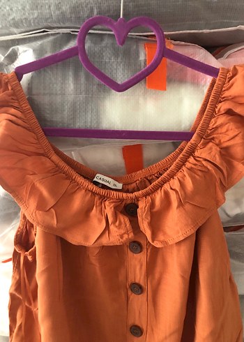 Düğmeli, Askısız, Keten Kadın Bluz - Görsel 3