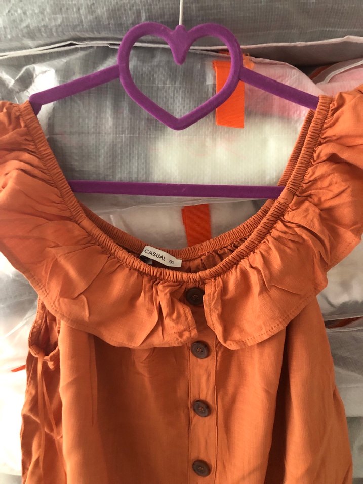 Düğmeli, Askısız, Keten Kadın Bluz - Görsel 3