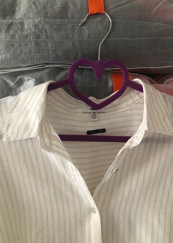 Beyaz Keten Düğmeli Kadın Gömlek - Görsel 3