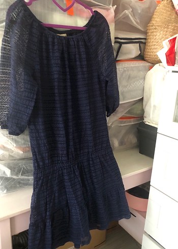 Dantel Detaylı Bohem lacivert Kadın Bluz - Görsel 2