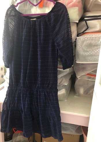 Dantel Detaylı Bohem lacivert Kadın Bluz - Görsel 3