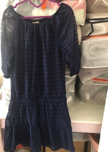 Dantel Detaylı Bohem lacivert Kadın Bluz - Görsel 4