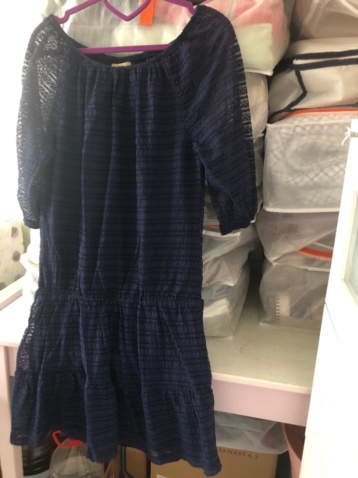 Dantel Detaylı Bohem lacivert Kadın Bluz - Görsel 3