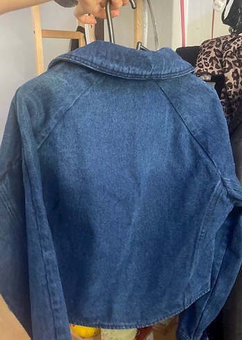 s Beden mavi Renk Mavi Kadın Fermuarlı Denim Ceket