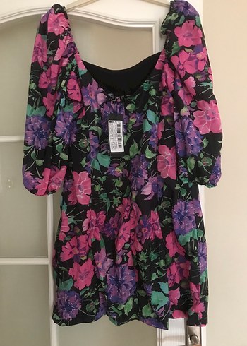 Mor Çiçek Desenli Bohem Elbise - Görsel 6