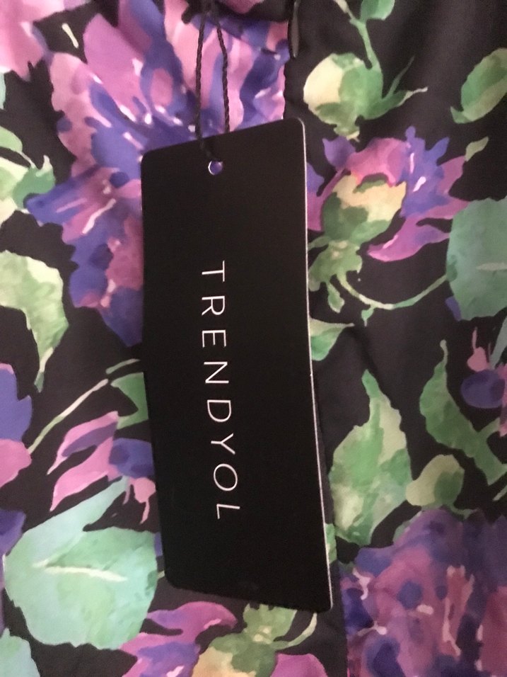 Mor Çiçek Desenli Bohem Elbise - Görsel 4