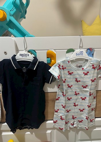 H&M H&M Kısa Kollu Pamuklu Erkek Bebek Tulum