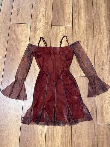 xs Beden Holly Lolly Bordo Tül Elbise