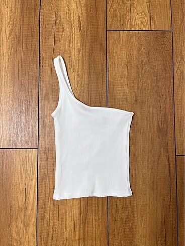 xs Beden Tek Kol Beyaz Fitilli Crop