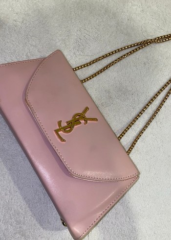 Zincir Detaylı Pembe Deri Kadın Çanta