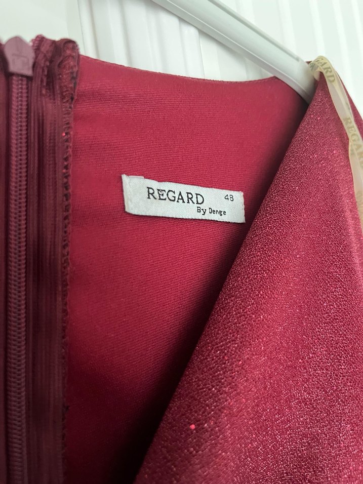 Bordo Uzun Drapeli V Yaka Abiye Elbise - Görsel 2