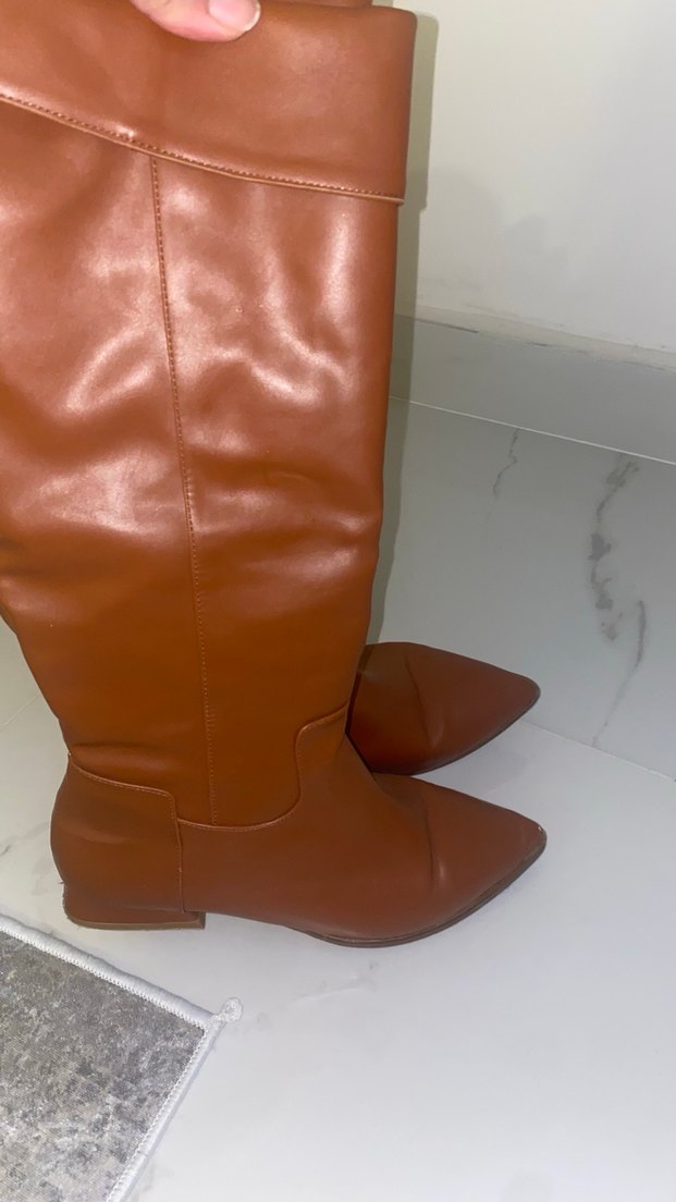 Kahverengi Deri Dizüstü Çizme - Görsel 2