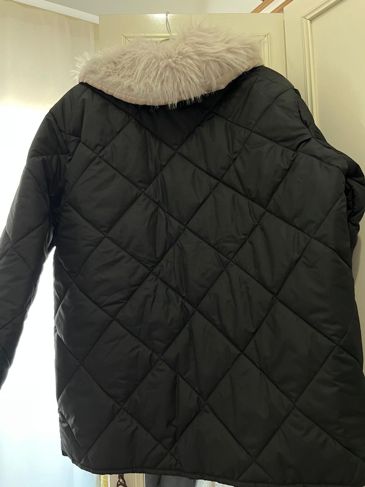 Kürk Detaylı Siyah Kadın Kışlık Mont - Görsel 2