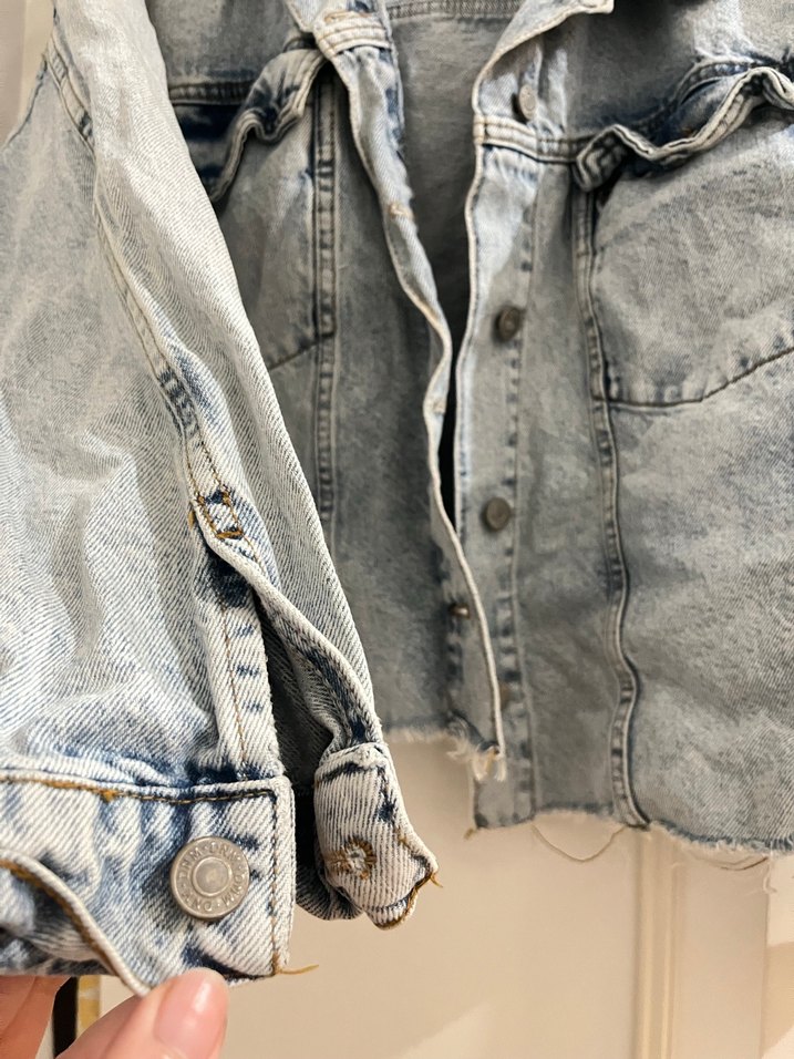 Düğmeli Kadın Denim Ceket - Görsel 2