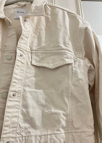 Krem denim ceket - Görsel 4