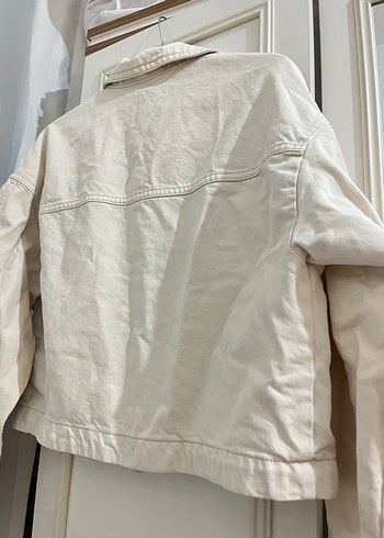 Krem denim ceket - Görsel 5