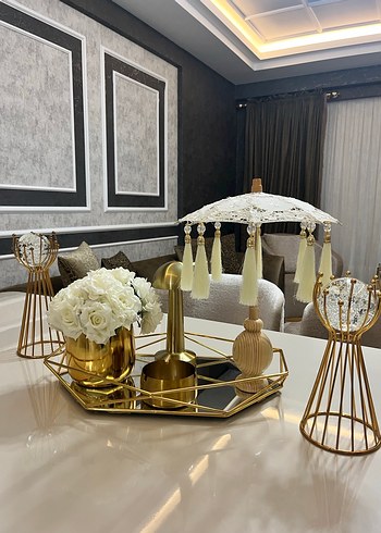 Krem Püsküllü Dekoratif Şemsiye - Görsel 2