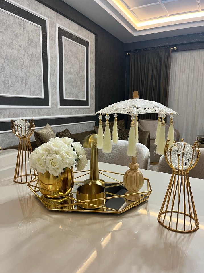 Krem Püsküllü Dekoratif Şemsiye - Görsel 2