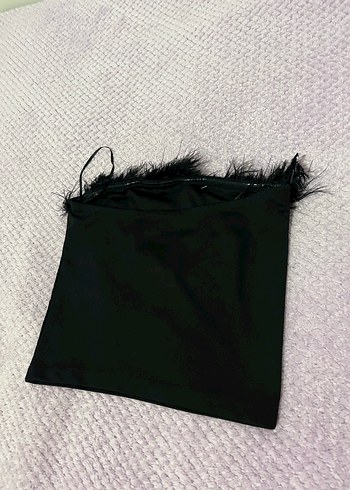 Kürk Detaylı Siyah Straplez Bustiyer - Görsel 13