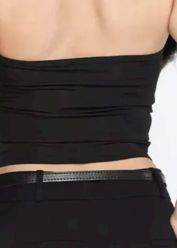 Kürk Detaylı Siyah Straplez Bustiyer - Görsel 5