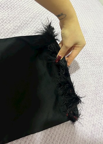 Kürk Detaylı Siyah Straplez Bustiyer - Görsel 10