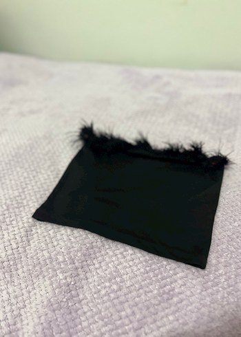 Kürk Detaylı Siyah Straplez Bustiyer - Görsel 8