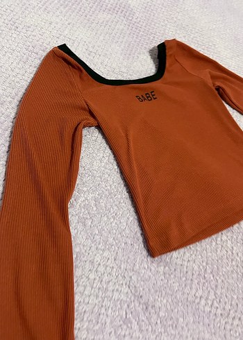 Kadın Uzun Kollu Kahverengi Basic Tişört - Görsel 10