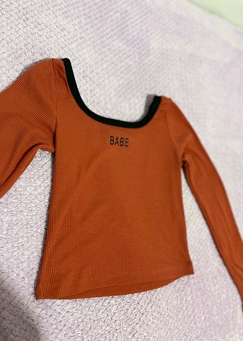 Kadın Uzun Kollu Kahverengi Basic Tişört - Görsel 5