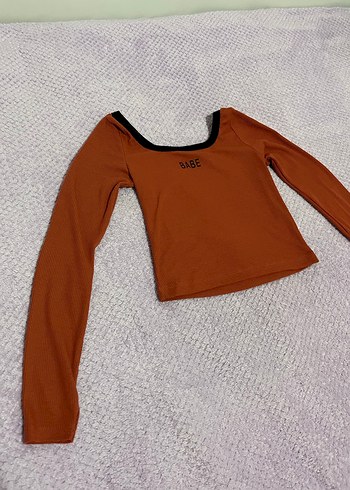 Kadın Uzun Kollu Kahverengi Basic Tişört - Görsel 11