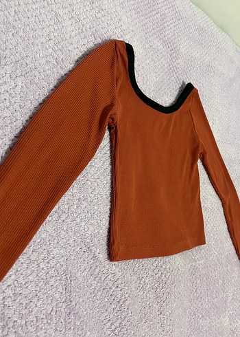 Kadın Uzun Kollu Kahverengi Basic Tişört - Görsel 13