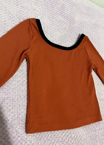 Kadın Uzun Kollu Kahverengi Basic Tişört - Görsel 14