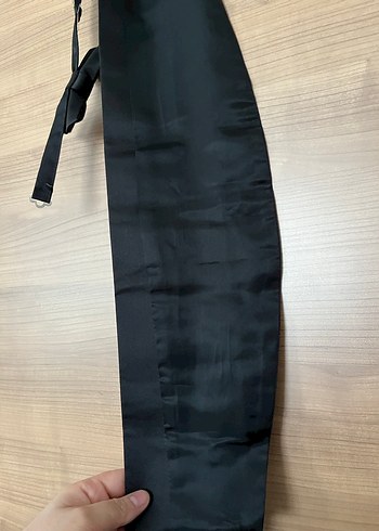 Bordo Siyah Çizgili Erkek Papyon ve bel kuşağı - Görsel 5